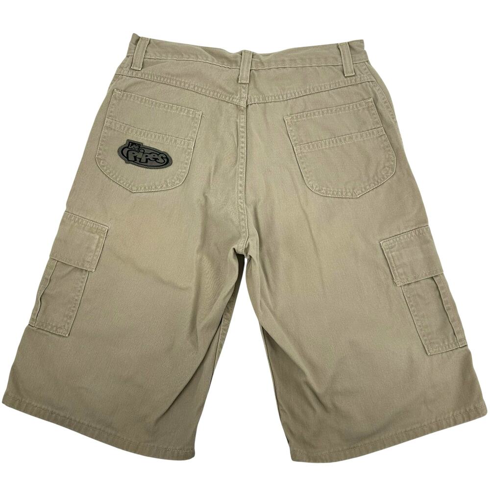 Vintage 90s y2k Lee Pipes Baggy Skater Khaki Cargo Shorts size XL (31x13 inseam)